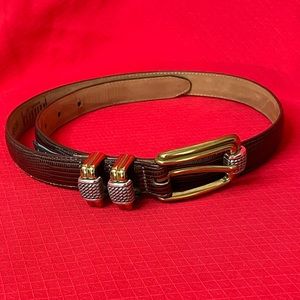Brighton Classics Brown Snake Print Leather Belt. Gold & Silver tone hardware.